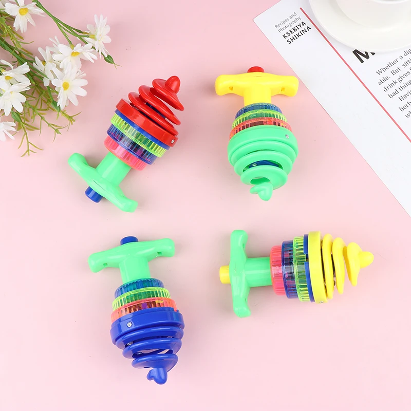 Kids Top Gyro Battery Flashing Toys Luminous Colorful Rotating Launcher With Random Color
