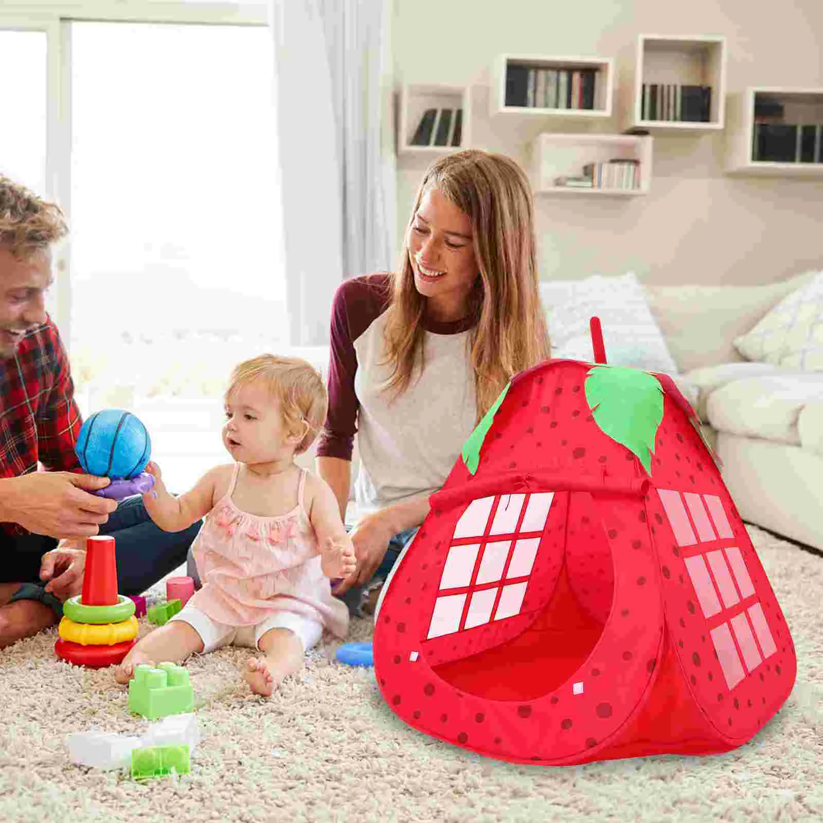 

Children Strawberry Tent Portable Kids Game House Indoor Castle Foldable Tent Ocean Ball Pool