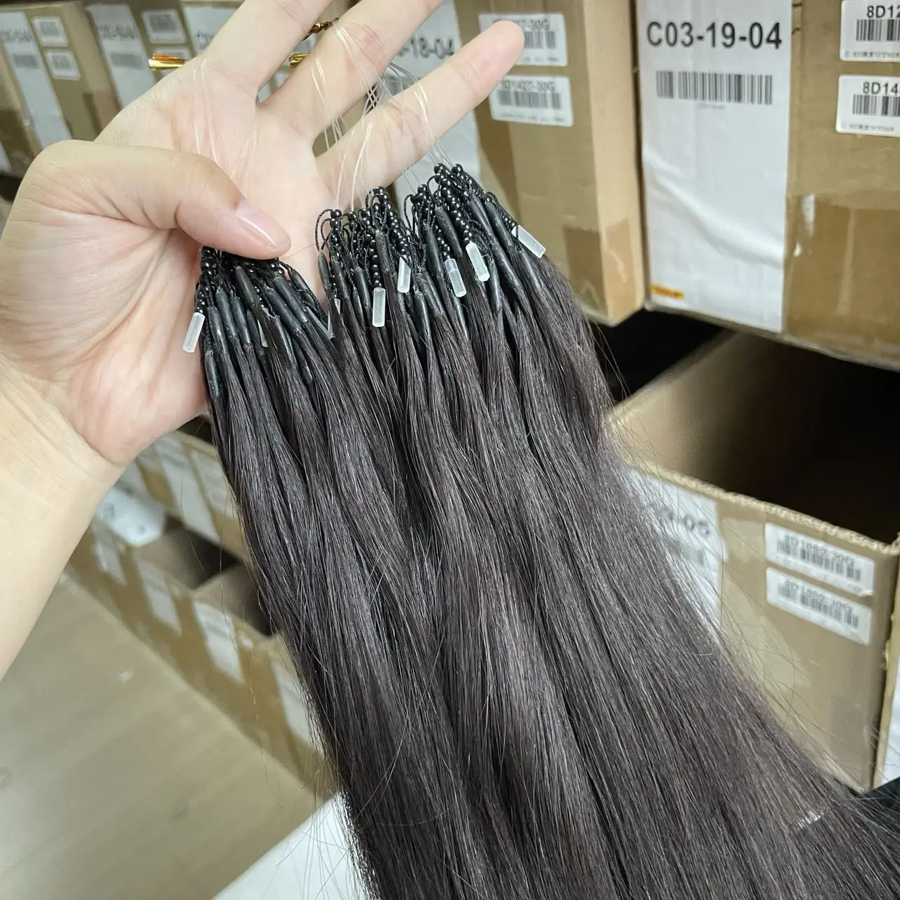 1B# 8D Human Hair Extensions 12" 16" 20" Nano Ring Link Extensions 0.6g/s Machine Remy Human Microlink Beads Hair Natural Black