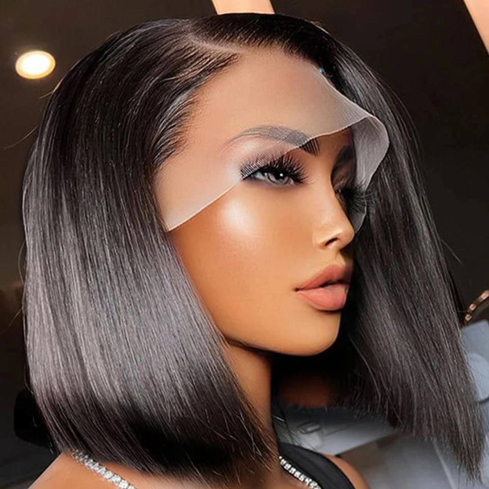 Human Hair Wigs Double Drawn Short Bob Wigs Glueless Vietnamese Straight Wig Human Hair Lace Front Raw Indian Hair Vendor 13x4 Hd Lace Bob Wigs lace front wigs