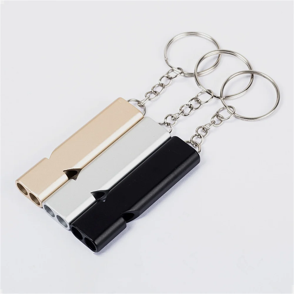 

Aluminum Alloy Double-barreled Whistle High Decibel Outdoor Emergency Distress Whistle SOS Signal Whistle For Hiking Camping