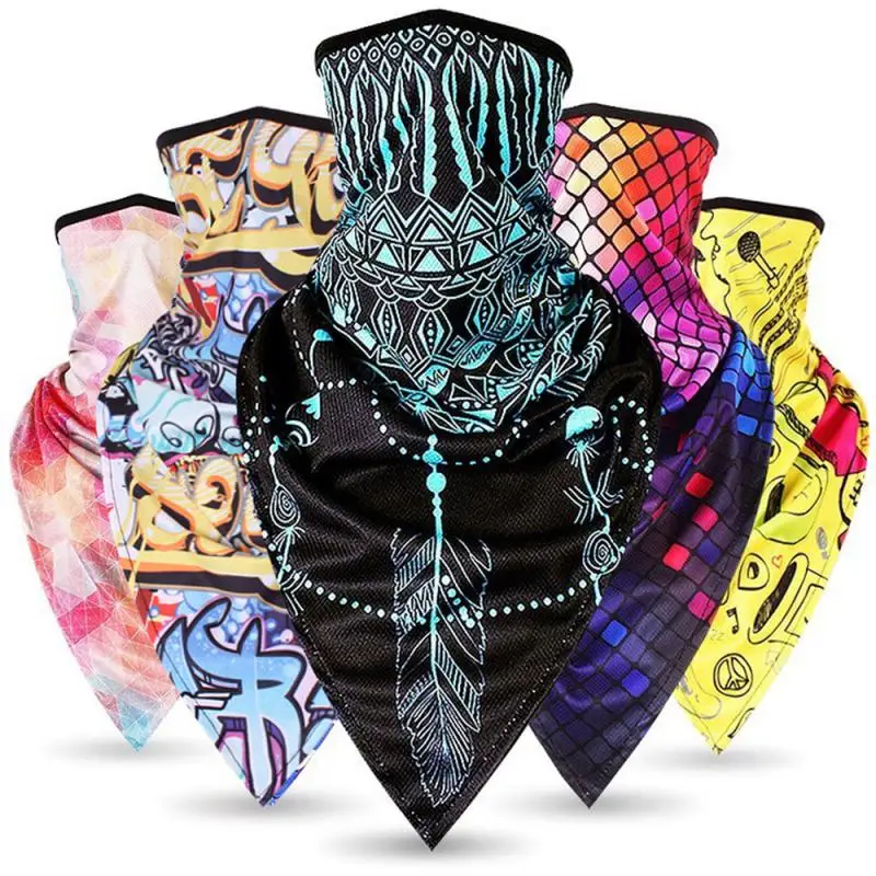 

Multifunctional Printing Half Face Mask Balaclavas Triangle Scarf Buffs Motorcycle Cycling Ski Bandanas Neck Warmer Face Shield