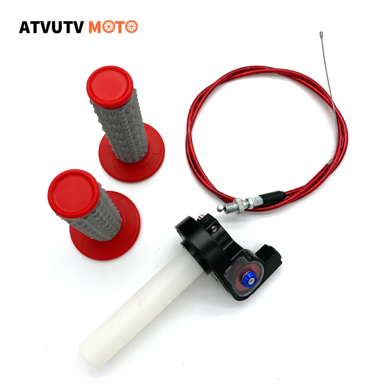 22Mm Motorcycle Grips With Twist Throttle Clamp Throttle Cable For Motorcycle Pit Dirt Bike Motocross Atv Offroad Quad 50-250Cc