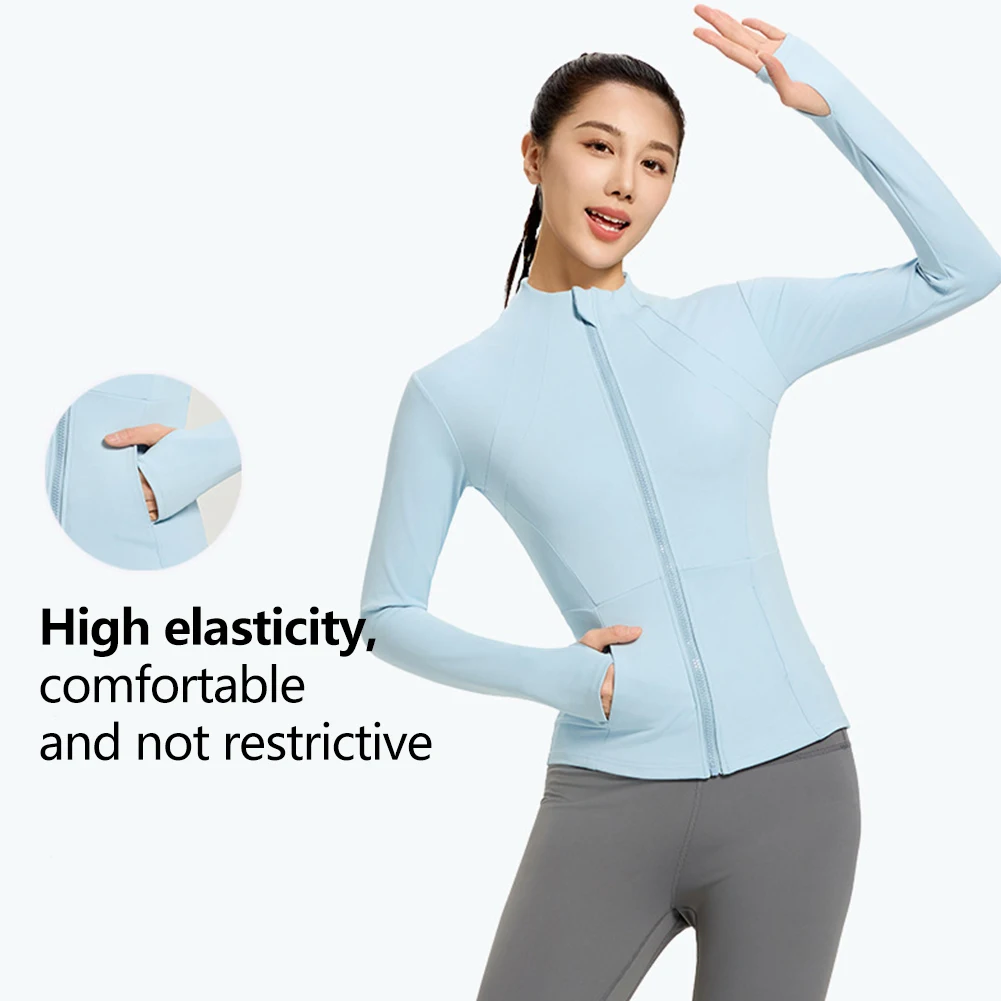 Quick-Dry Breathable Outdoor Zip-Up Stand Collar Running Sportswear Women's High-Elasticity Slim-Fit Yoga Suit