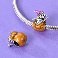 Halloween Charm Bead Pendant 925 Sterling Silver Pumpkin Witch Doll Skeleton Mummy Candy Charm Fit Original Bracelet DIY Jewelry 3