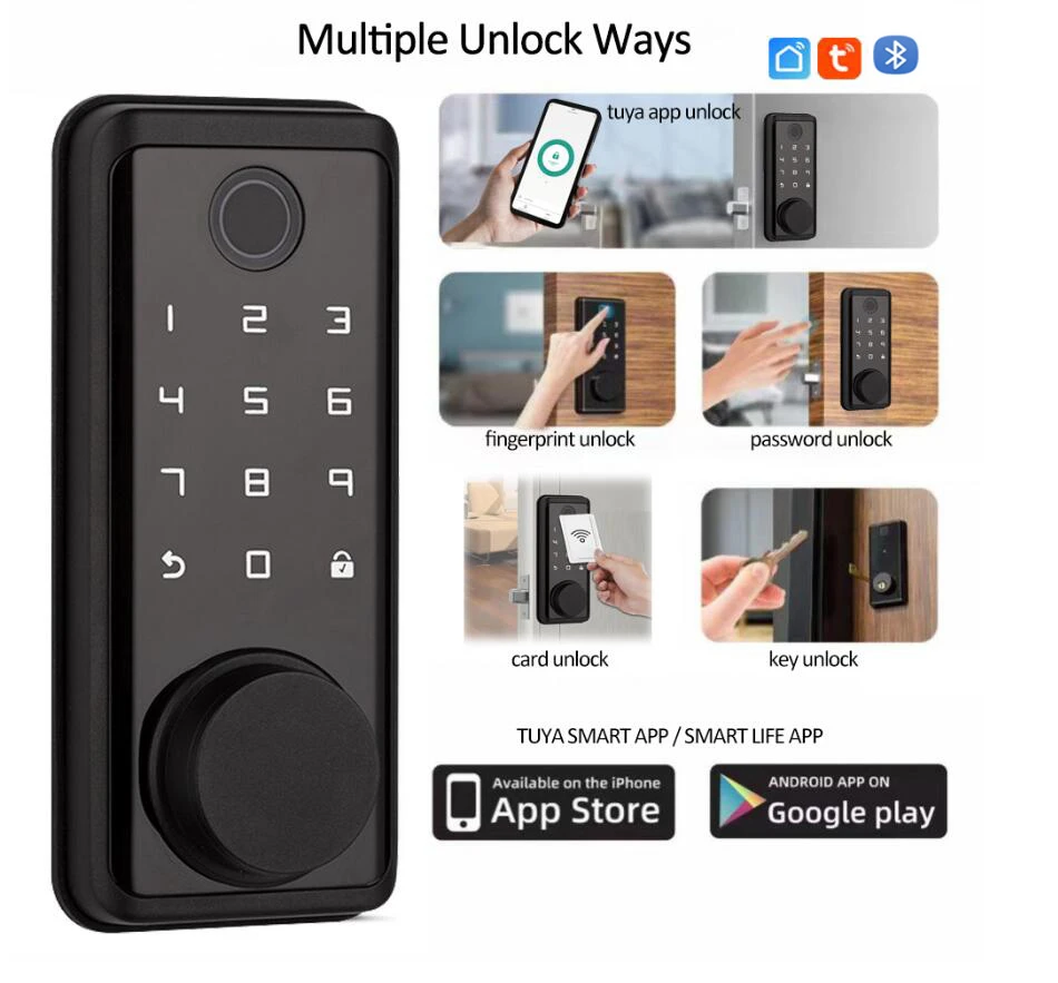 Anti Theft Bluetooth Tuya App Smart Remote Control Door Lock Biometric