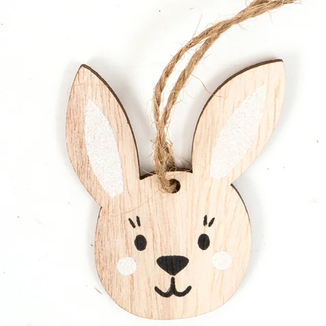 36 Pezzi Decorazioni Coniglietto Pasquale In Legno - Ciondoli Per Pasqua Con Cordino - Foto 9