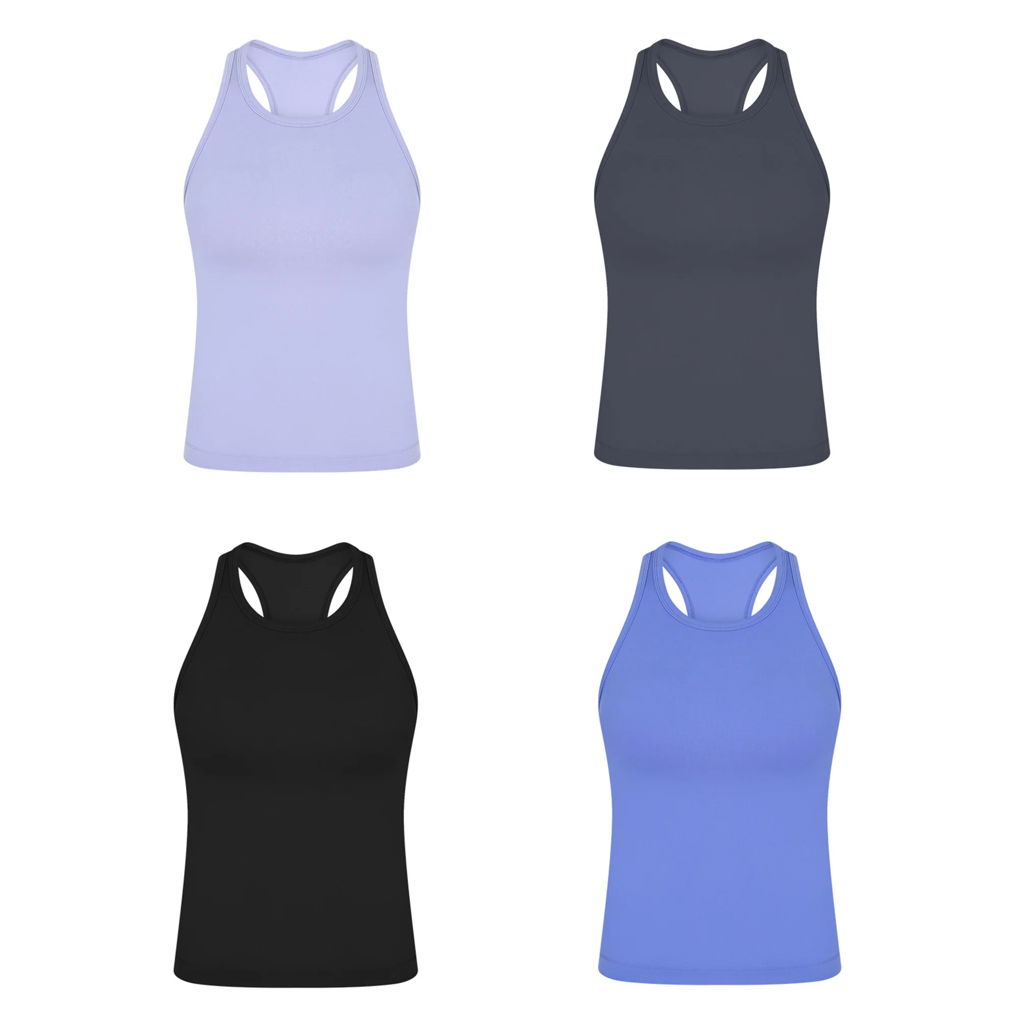 

Wholesale Items Tight Fit Waist-Length Buttery-soft Racerback Tank Top Sweat-wicking Breathable Skin Friendly Elastic Yoga Vest