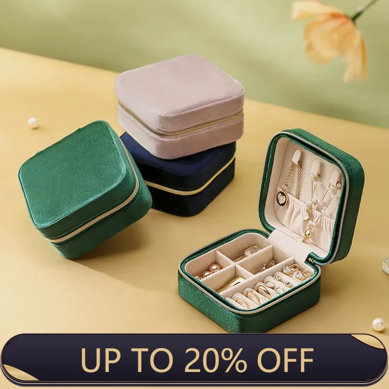 Girl's Velvet Jewelry Storage Box, Double Jewelry Storage, Travel Portable Jewelry Box