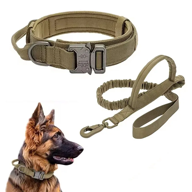 pet products outdoor tactical dog collar metal buckle breathability nylon collar medium and large dog training neck collar dog