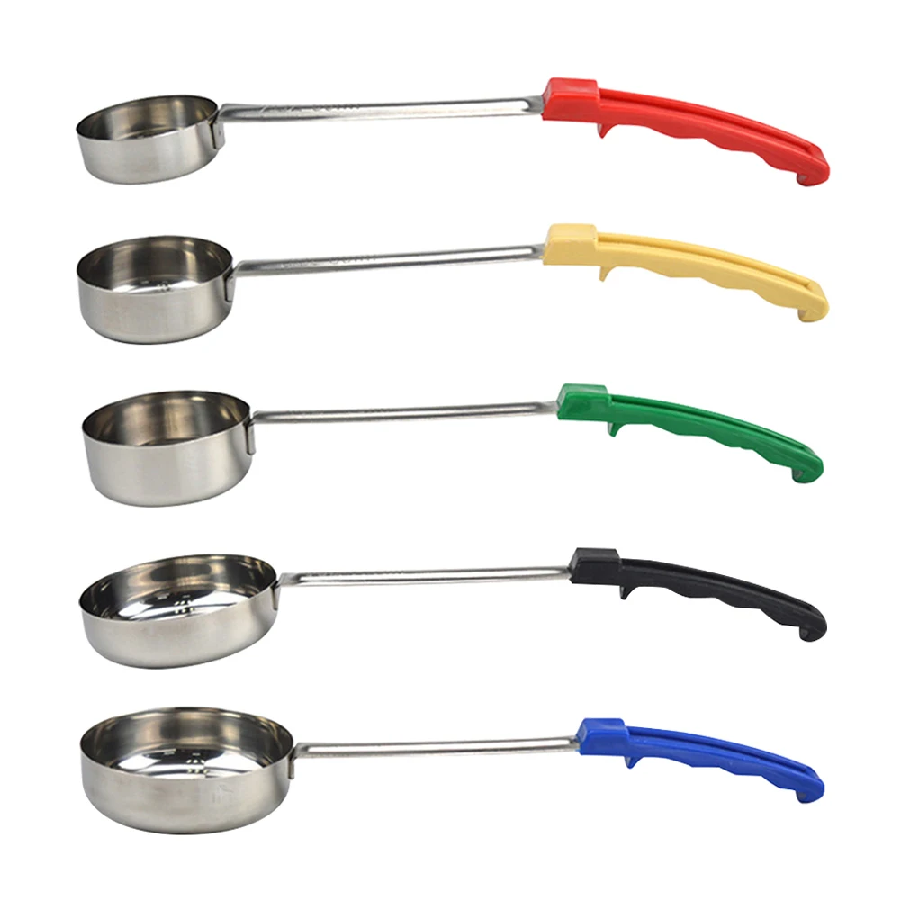 Stainless Steel Spoon Stainless Steel Sauce Spoon with Long Rubber Handle Anti-Hot Pizza Spread Ladle Measuring Soup Spoon Kitchen Cooking Tableware stainless steel spoon,stainless steel fork spoon set,soup spoon set,stainless steel spoon set