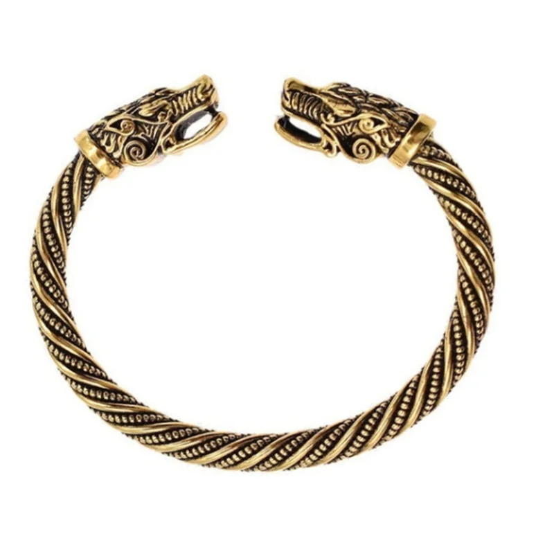 Men's Leading Bracelet Viking Jewelry Fashion Accessories Gold/Silver Plated Viking Bracelet Men's Open Bracelet