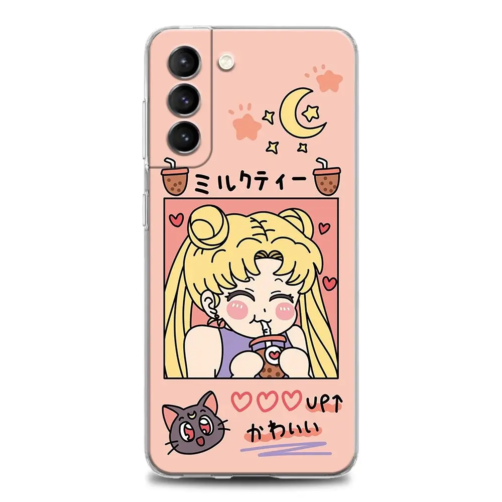 samsung cute phone cover Anime Cute Cartoon Sailor Moon Clear Phone Case for Samsung S9 S10 4G S10e S20 S21 Plus Ultra FE 5G M51 M31 S M21 Soft Silicone samsung flip phone cute Cases For Samsung