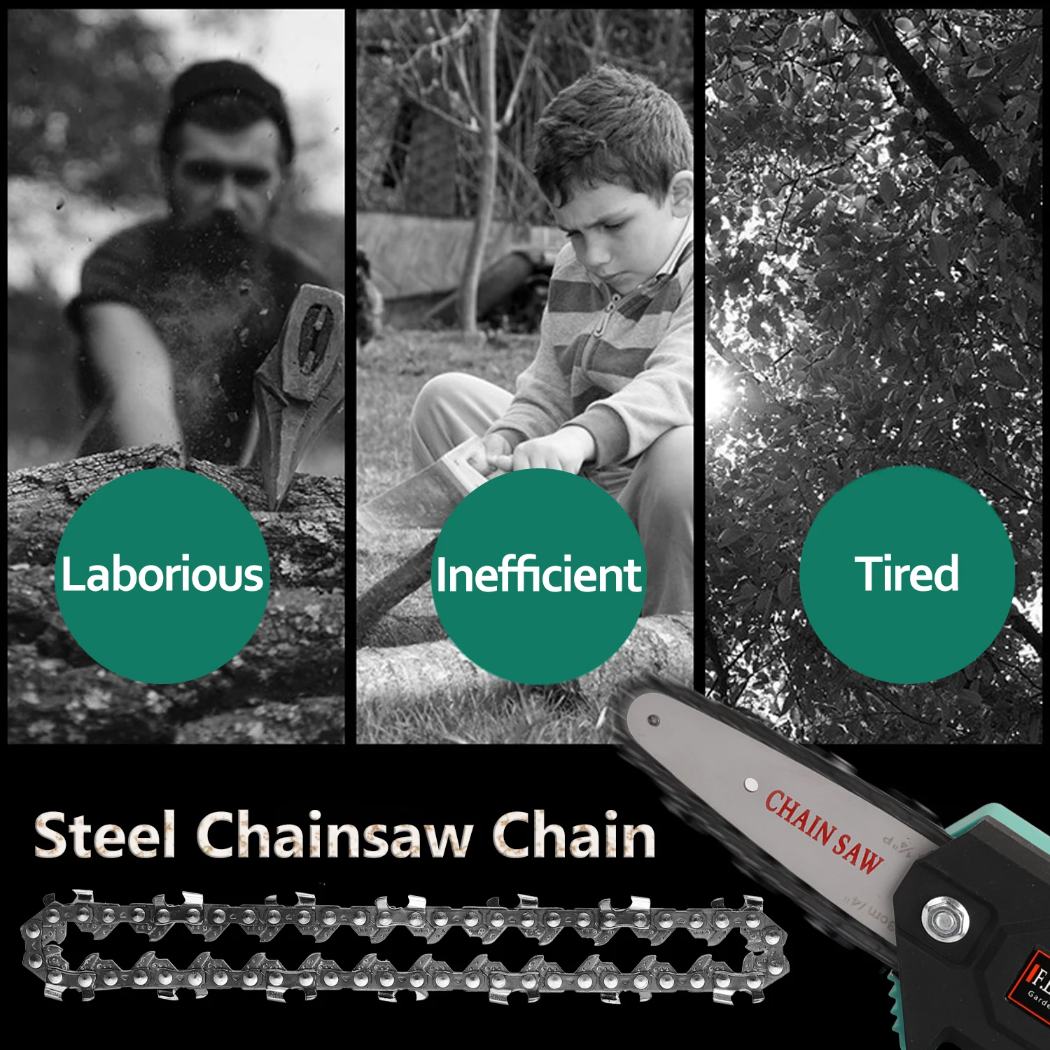 1/3/5pcs 6 Inch Mini Chainsaw Chain Set Cordless Electric Saw
