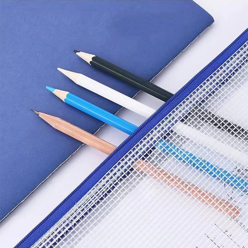 520PCS A4/A5 메쉬 지퍼 파우치 문서 가방 방수 지퍼 파일 폴더 펜 가방 보관 가방 학교 사무용품 TMZ