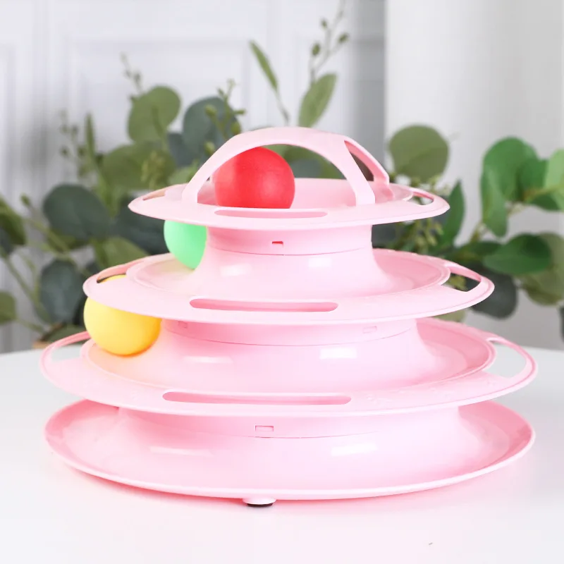 4 Levels Cat Toy Tower Tracks Cat Toys Interactive Cat Intelligence Training Amusement Plate Cat Tower Pet Products Cat Tunnel 