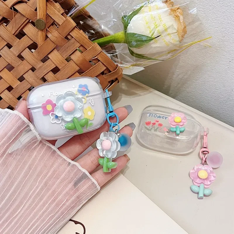 Per Sony Linkbuds S Case Wf-Ls900N Cute Flower Keychian Auricolari In Silicone Cover Trasparente Per Sony Link Buds S Cover
