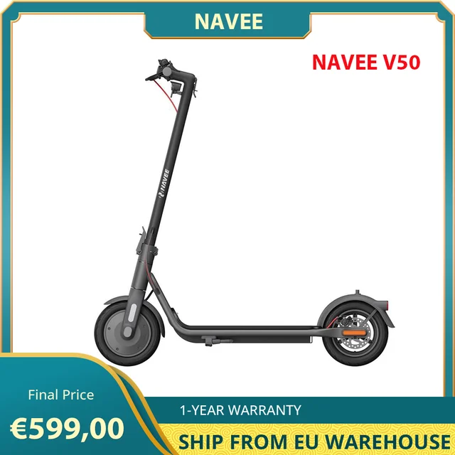 NAVEE V50 Electric Scooter Foldable 600W Max Power 40km Max Range 10 inch  Pneumatic Tire EScooter with AirTag Holder LED Display - AliExpress