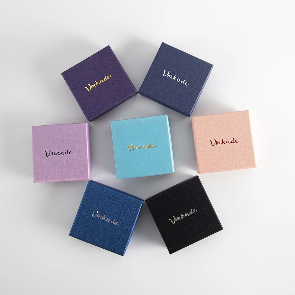 100Pcs/lot Personalized Logo Paper Cardboard Jewelry Box Wedding Ring Earring Pendant Bracelet Packaging Valentine's Day Gift