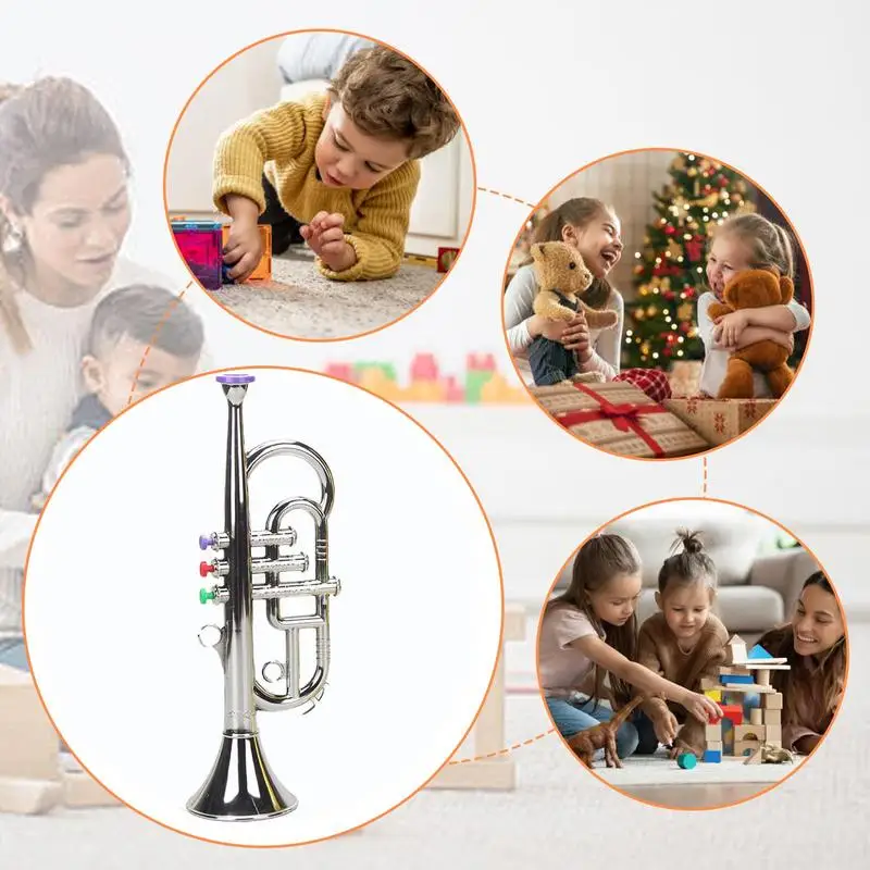 Children toy trumpets Musical Instruments three-tone trumpets Simulated Musical Brass Instruments Horns play house music equipment