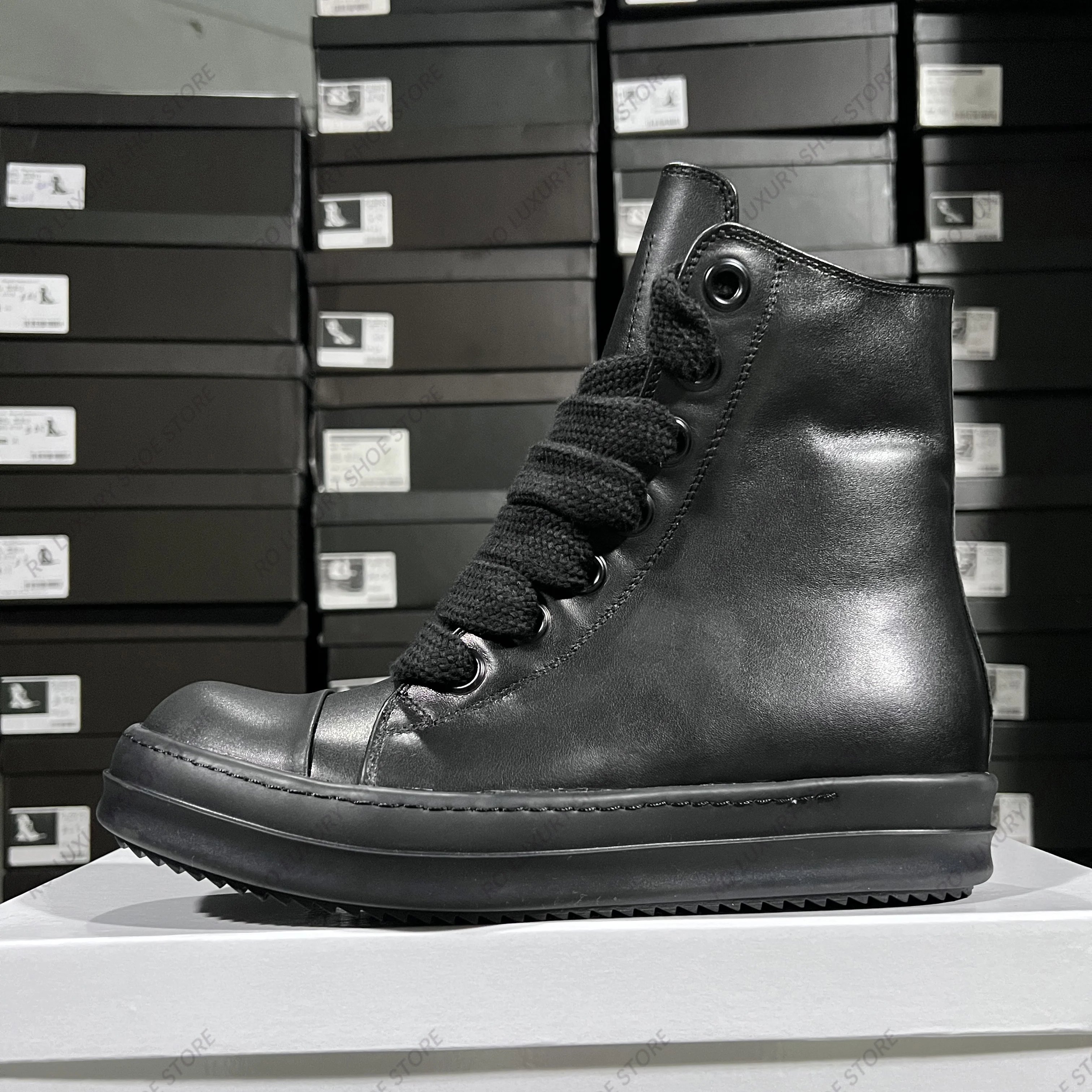 Brand Casual High Top Quality Black Designer Men Shoe Genuine