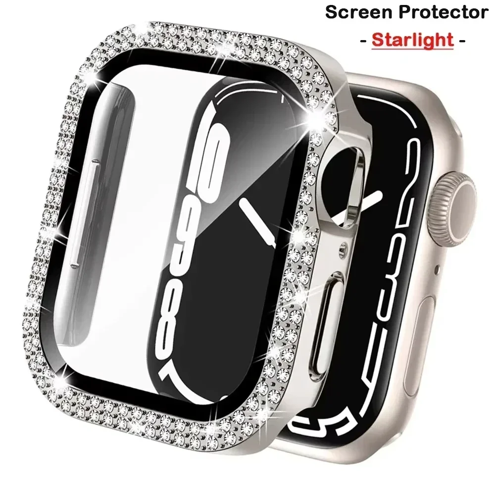 Luxury Diamond Hard PC Bumper with Screen Protector for Smartwatch - Bling Glass+Cover