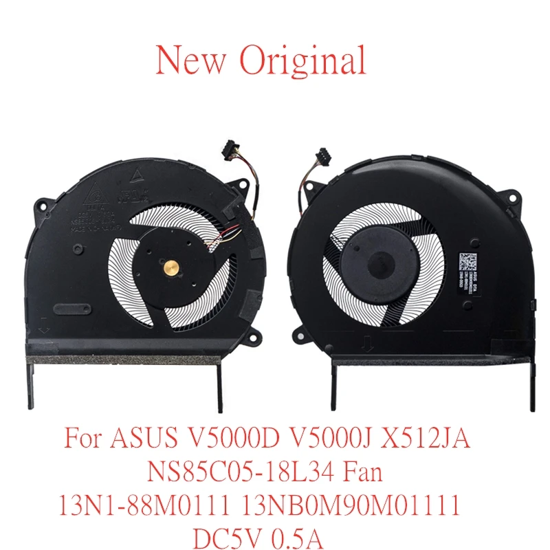 Ventilador de Refrigeração Cpu Laptop Original Asus V5000d V5000j X512ja Ns85c0518l34 13n188m0111 13nb0m90m01111 dc 5v 0.5a Novo