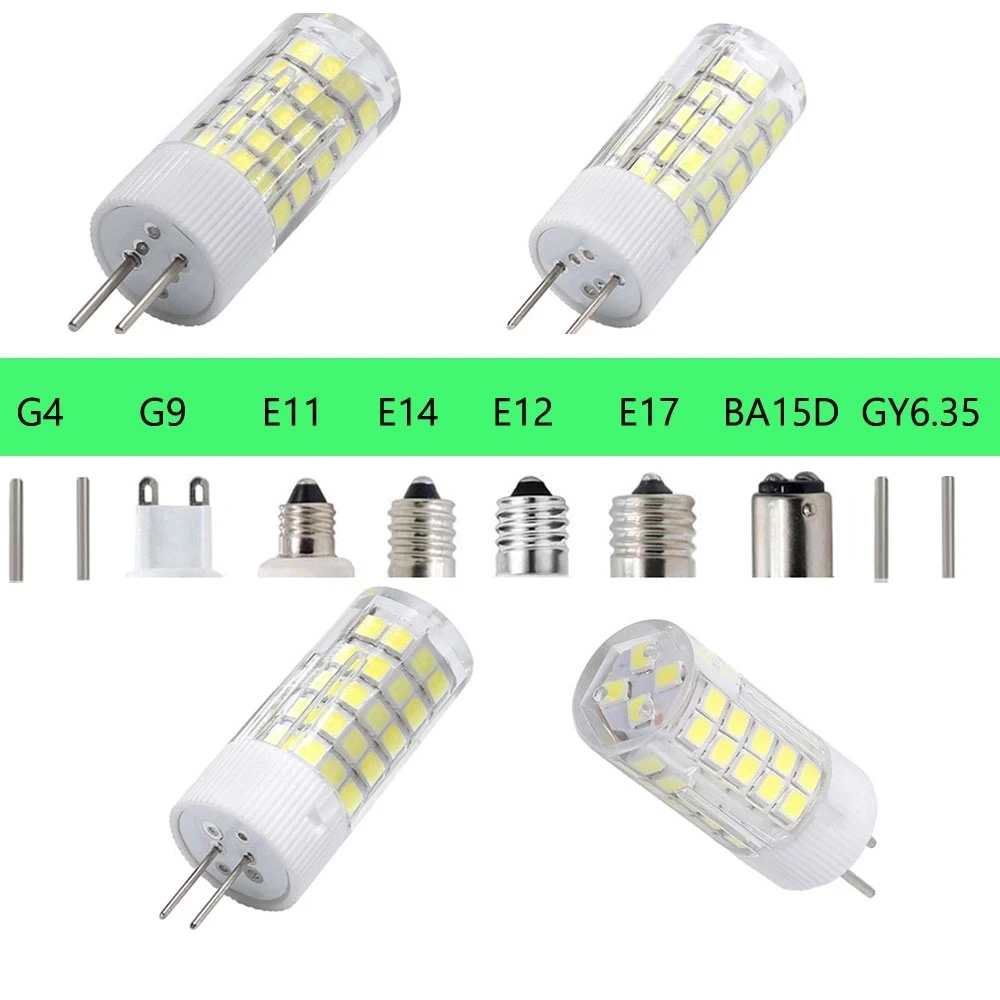 

50pcs Dimmable G4 G8 GY6.35 G9 E14 E17 E11 E12 BA15D LED Corn Light 64Led 7W LED Bulb 110V 220V Replace 50W 60w Halogen Light