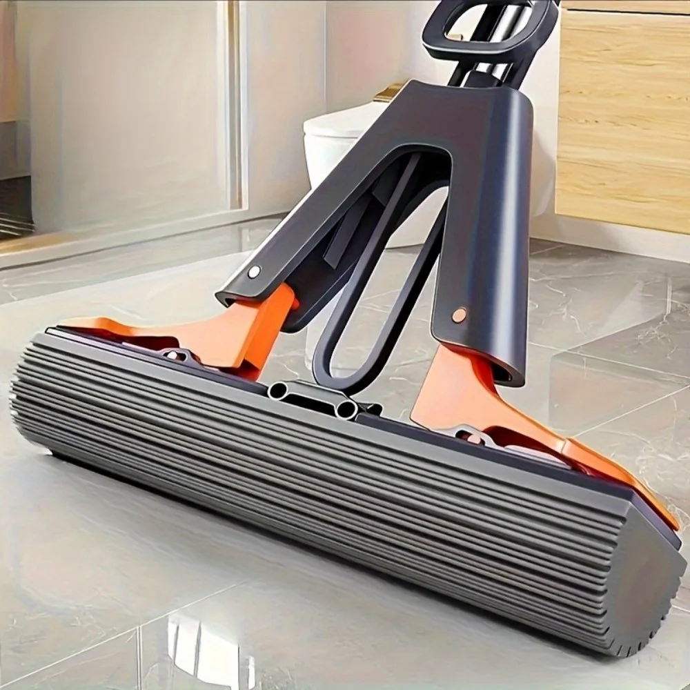 Multifunctional Bi-Fold Pressure Suction Mop - Stainless Steel & Plastic, Ergonomic Handle, Portable Foldable Design