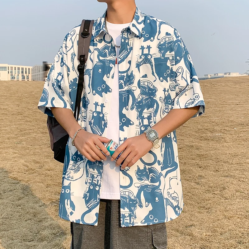 

Женская летняя Новинка 2024, мужская рубашка для отпуска с коротким рукавом, Повседневная модная пляжная рубашка в гонконгском ретро стиле