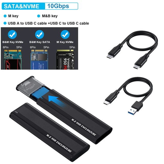 NEW M2 SSD Case Enclosure NVME M.2 SATA Dual Protocol M.2 to USB Type C 3.1  SSD Adapter for NVME PCIE NGFF M.2 SATA SSD Disk Box - AliExpress