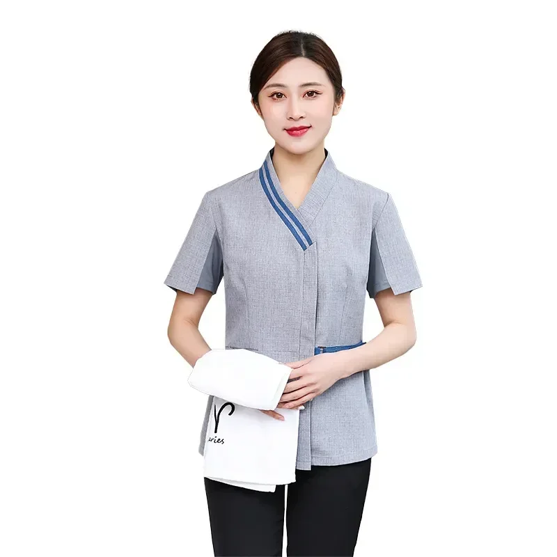 

Property Short Woman Housekeeping Aunt Thin Breathable Service Cleaning Clothes The Sleeve Summer Uniform Work