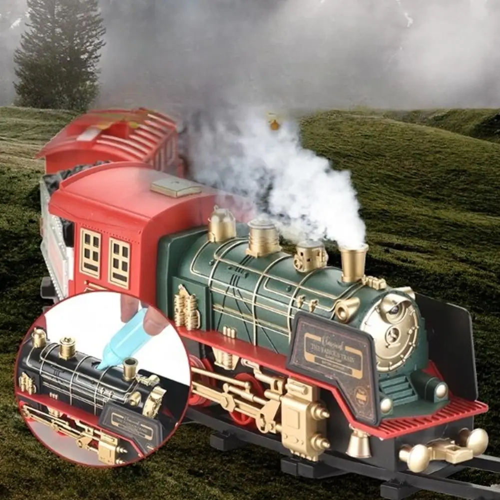 Electric Steam Train Toys Simulation Remote Control Classical Locomotive With Lighting Music For Children Gifts Car Model Set electric train set