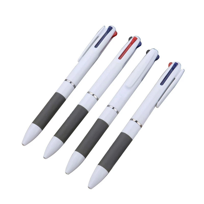 5Pcs 3 Colors In 1 Press Ballpoint Pen Classic Ballpointpen Writing Pen Office School Writing Stationery Red Black Blue 0.7mm