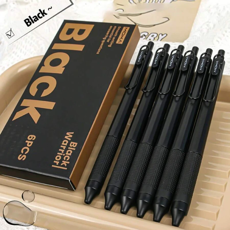 6 Stück, einziehbarer Gel-Tintenstift, Silikon-Stiftgriff-ST-Spitze, schnell trocknende Tinte, kein Verschmieren, 0,5 mm schwarze Tinte, sanftes Schreiben, Weihnachten