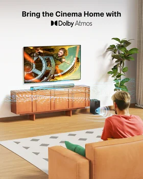 ULTIMEA 280W 4.1 Sound Bar with Dolby Atmos, 2 in 1 Bluetooth 5.3 Soundbar with Subwoofer, Home TV Soundbar Bluetooth Speakers 2