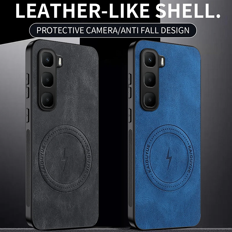 Magnetic Napa-Textured Silicone Leather Shockproof Bumper Case with MagSafe Compatibility