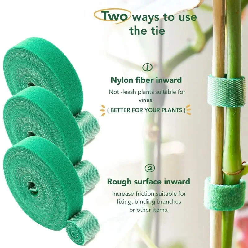 5M Nylon Plant Bandage Tie Reusable Plant Hook Loop Ties Green Fastener Tape Bamboo Cane Wrap Support Home Garden Accessories plant ties