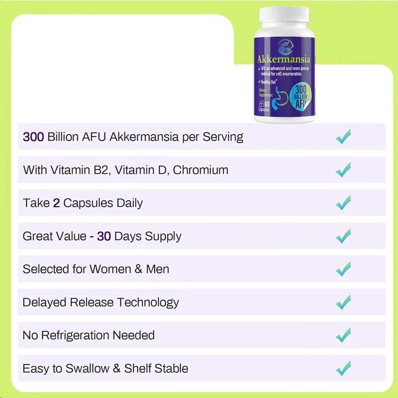 300 billion AFU Akkermansia Muciniphila live probiotic for digestion gut immunity and overall health 60 capsules probiotic capsules