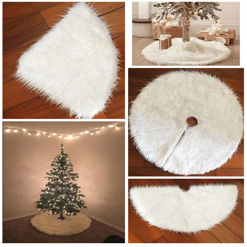 

78/90/122cm Snowflake Feather Christmas Tree Skirt Christmas Decoration for Home 2022 Noel Navidad Xmas Gift New Year Room Decor