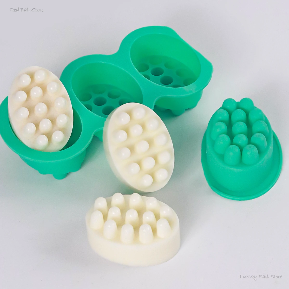 3Holes Massage Silicone Soap Mold DIY Oval Candle Resin Cement Mould 3D Spa Massage Therapy Soap Making Tool Set
