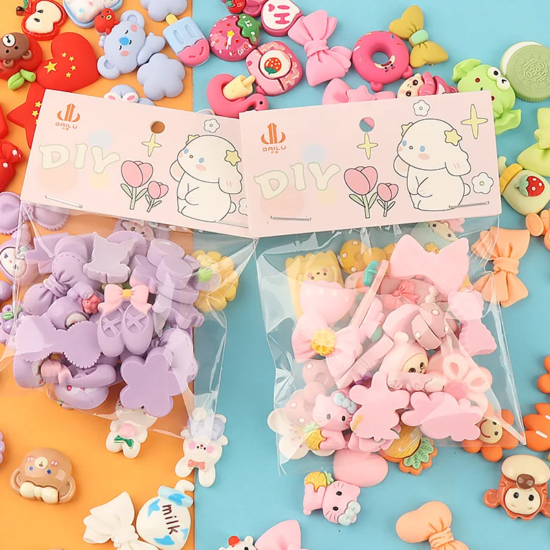 20pcs Cute Resin Accessories Decorative Cream Glue Popular Diy Material Bag Handicraft Shop Stall Foreign Trade Guka Set
