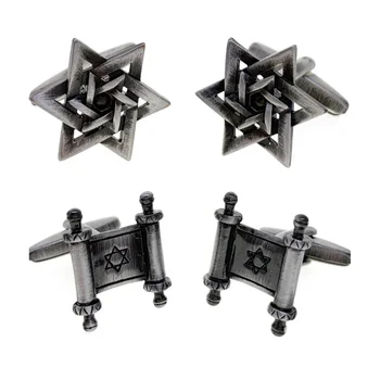 20pairs/lot Jewish Religion Hexagram Cufflinks Ashton and Finch Antique Torah Scroll Star of David Cuff Links Men's Jewelry 1