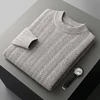 Thickened floral Autumn/winter new 100% Merino wool cashmere sweater men's O-neck pullover warm bottom knit shirt top 3