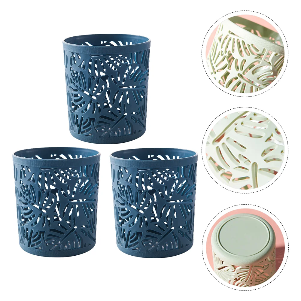 

3 Pcs Pot Holders Storage Bucket Pencil Container Desktop Stationery Organizer Hollow Pots Box