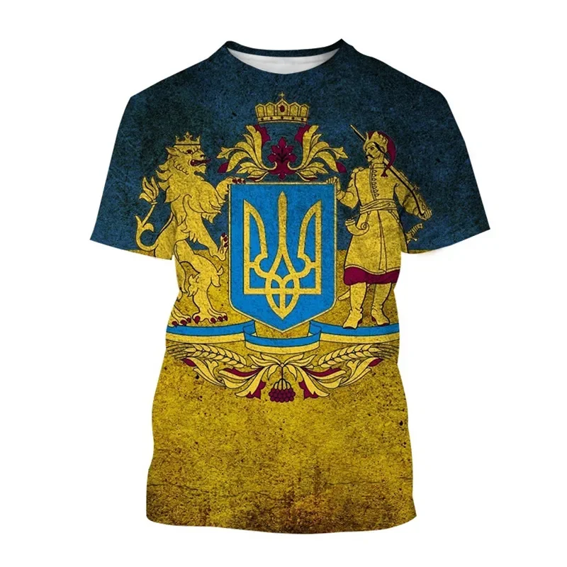 

Ukrainian Flag Men's T-Shirt 3D Print O-Neck Oversized Short Sleeve Shirt Top Fashion Casual Men's Street Wear 2023
