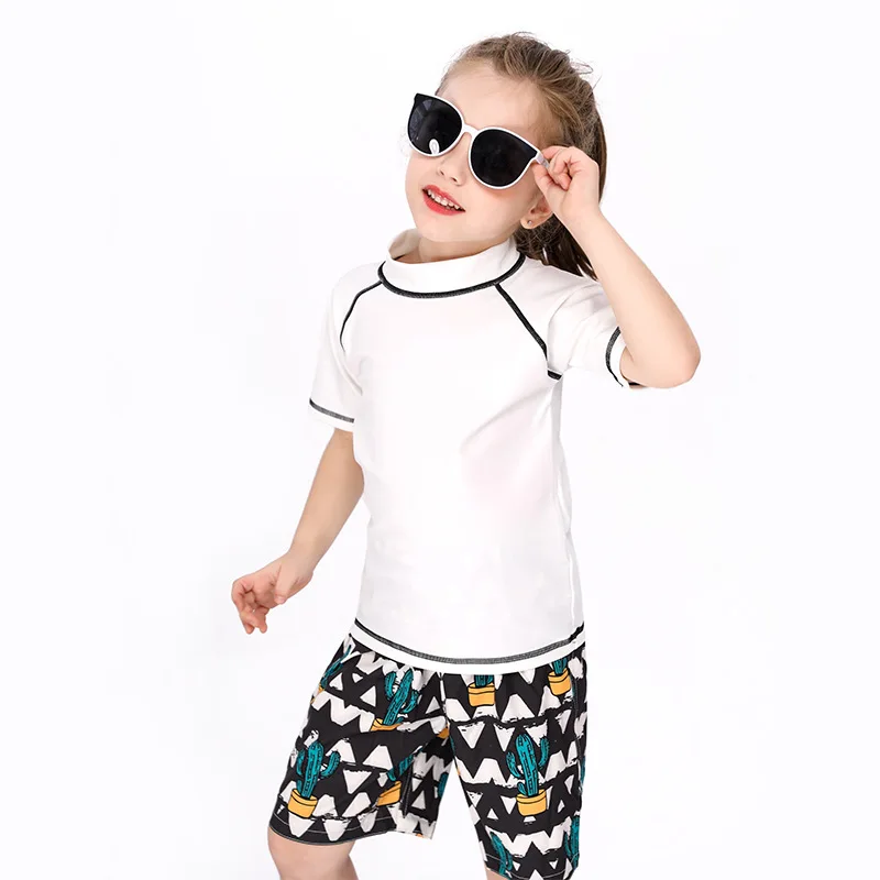 Children's Swimsuit Rashguard T-Shirt Swim Trunks Baby Toddler Bathing Suit for Boy Girls Vocation Beach Pool Sunscreen Clothes