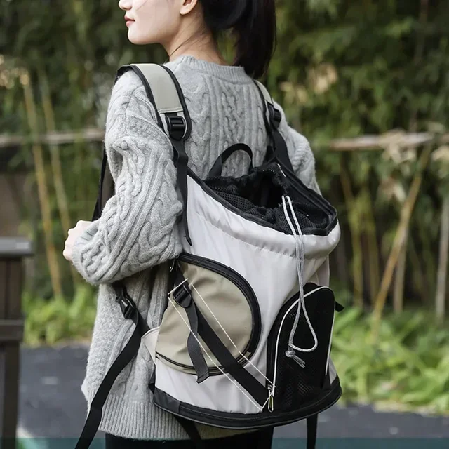 Solid Color Large Capacity Lightweight Cat Bag Go Out Portable Pet Bag Carrier Breathable Oxford Cloth Portable Pet Backpack 4