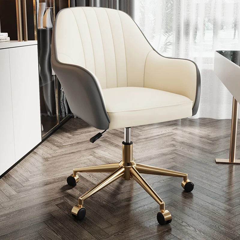 Designer casa computador cadeira de couro quarto vaidade vestir cadeiras 360  elevador rotativo simples chaise jogos móveis escritório - AliExpress