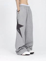 2023 Summer Oversized Hip Hop Wide Joggers Y2K Streetwear Star Printing Sweatpants Women Retro Vintage Patchwork Sports Pants